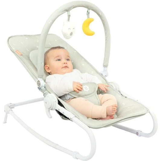 BADABULLE Foldable and ultra compact deckchair, play arch, lichen / water green