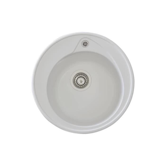 STRADOUR Sink built in RONDA, in SMC WHITE UNI - 17, 1 bowl, dim. Ø 49 cm, manual emptying