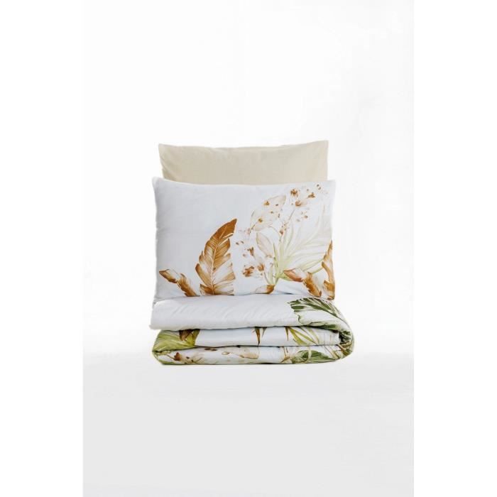 Bedding set - 1 duvet cover 220 x 240 cm + 2 pillowcases 60 x 60 cm - 100% cotton satin - Beige