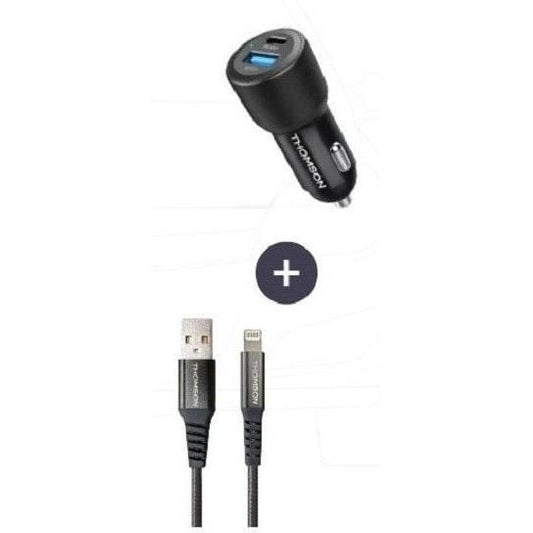 Charger + cable pack - THOMSON - 60 W car charger - USB-A to L 3A cable