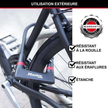 U-Lock Bike Lock - MASTER LOCK - 8279EURDPRO - Hardened Steel, Key, Certified