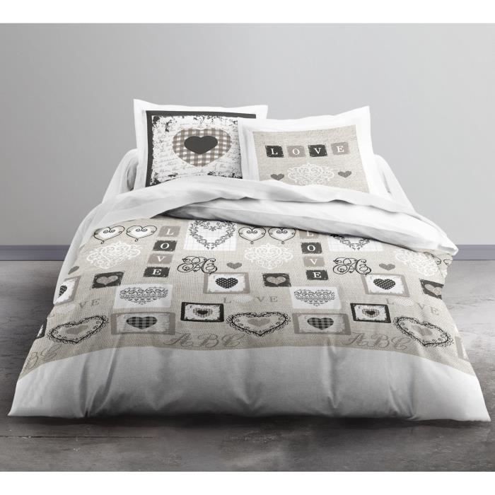 TODAY Cotton bed set 2 people - 240x260 cm - White print Eden