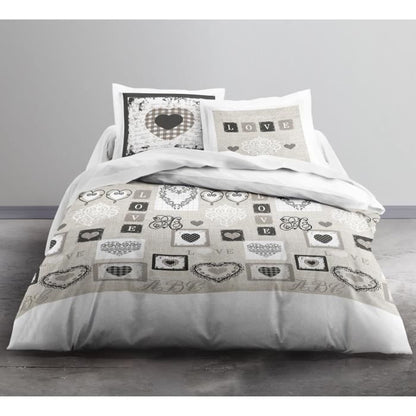 TODAY Cotton bed set 2 people - 240x260 cm - White print Eden