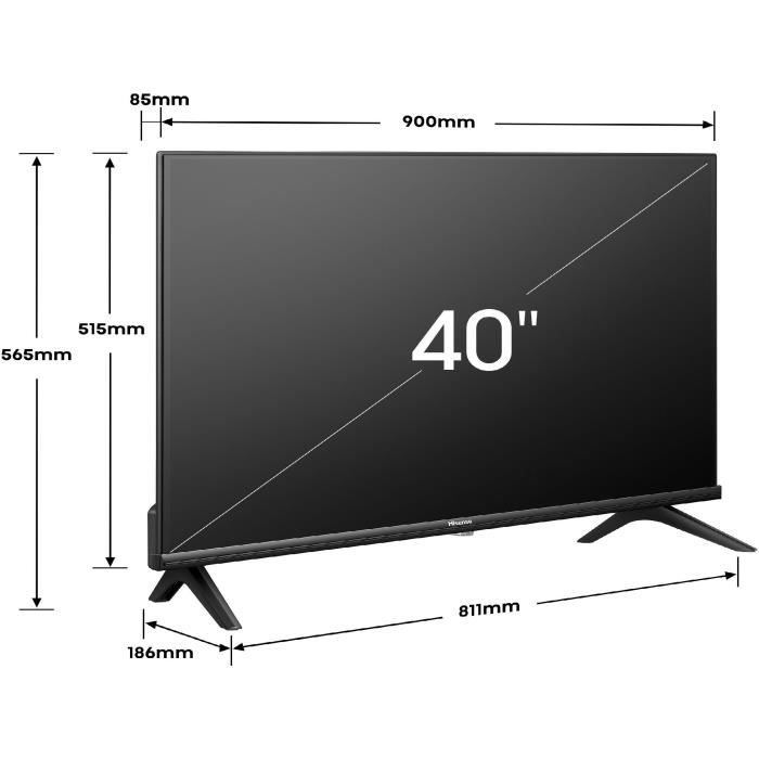 LED TV - HISENSE - 40A4N - 40 (100 cm) - Ultra thin edges - Full HD (1920x1080) - Smart TV - 2xHDMI