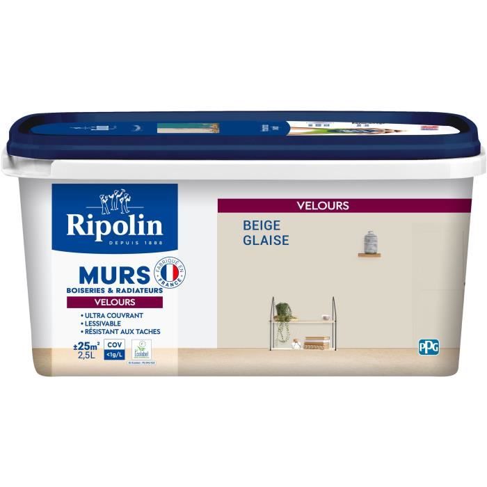 Decorative paint for walls, woodwork & radiators - RIPOLIN - 441606 - Clay beige - Velvet - 2.5 L