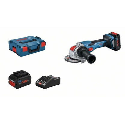 BOSCH PROFESSIONAL GWX 18V-15 C grinder + 2 5.5Ah ProCORE18V + GAL 1880 CV + L-Boxx batteries
