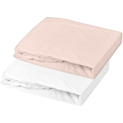 Domiva Set of 2 fitted sheets - 60 x 120 cm - Jersey - White/Nude