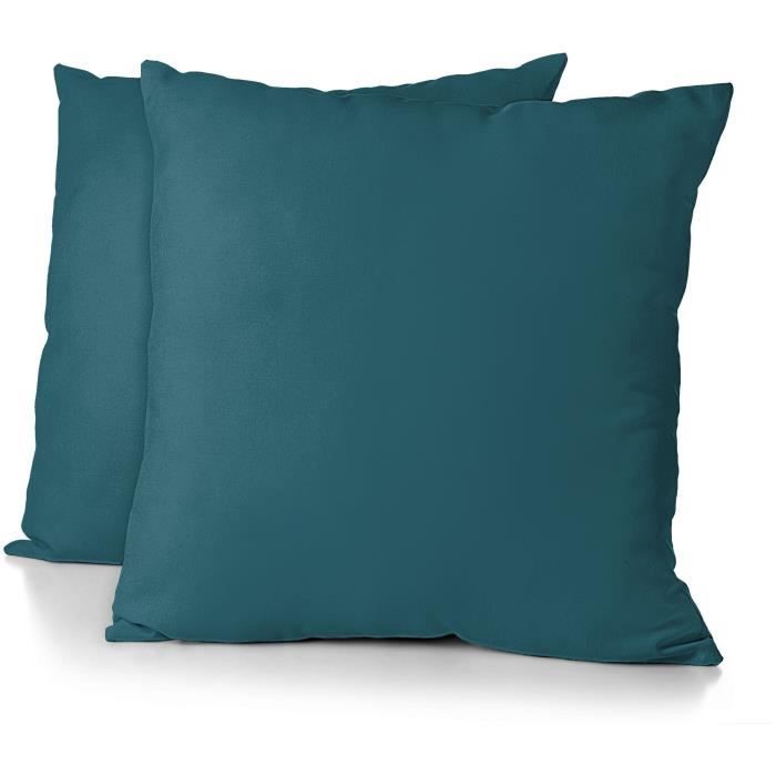 Set of 2 pillowcases - HOME LINGE PASSION - HP72088 - 82 g Microfiber - 63 x 63 cm - Duck blue