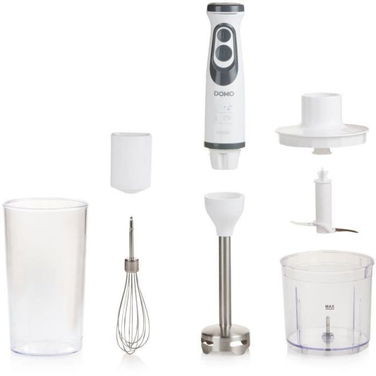 Blender Set - DOMO - DO1089M - 600 W - Variable speed + Turbo - Hand blender, whisk, chopper, measuring cup - White