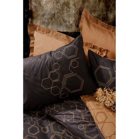 Bedding set - 1 duvet cover 220 x 240 cm + 2 pillowcases 60 x 60 cm - 100% cotton - Copper