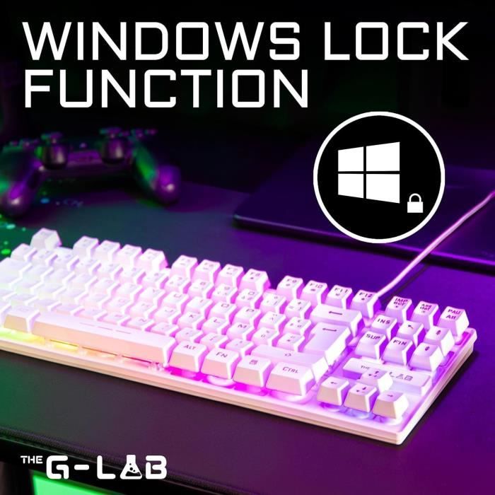 Gaming Keyboard - RGB TKL Membrane - THE G-LAB - KEYZ-CAESIUMT-W/FR - FR Layout - 12 shortcuts - 100% customizable - White