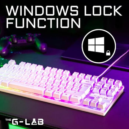 Gaming Keyboard - RGB TKL Membrane - THE G-LAB - KEYZ-CAESIUMT-W/FR - FR Layout - 12 shortcuts - 100% customizable - White