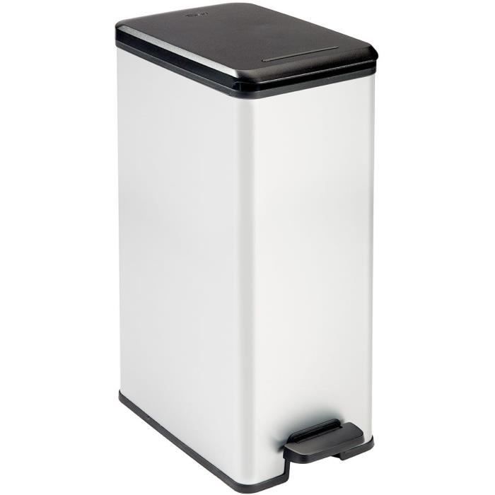 Slim Bin - SLIM BIN - CURVER - 40L - Space saving - 40 x 25 x 61 cm - Metallic grey