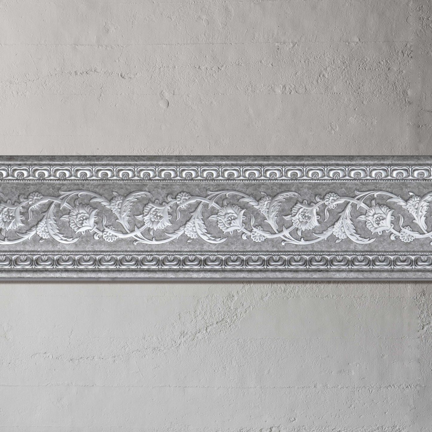 Grey with Silver Chair Rail 94 Inch