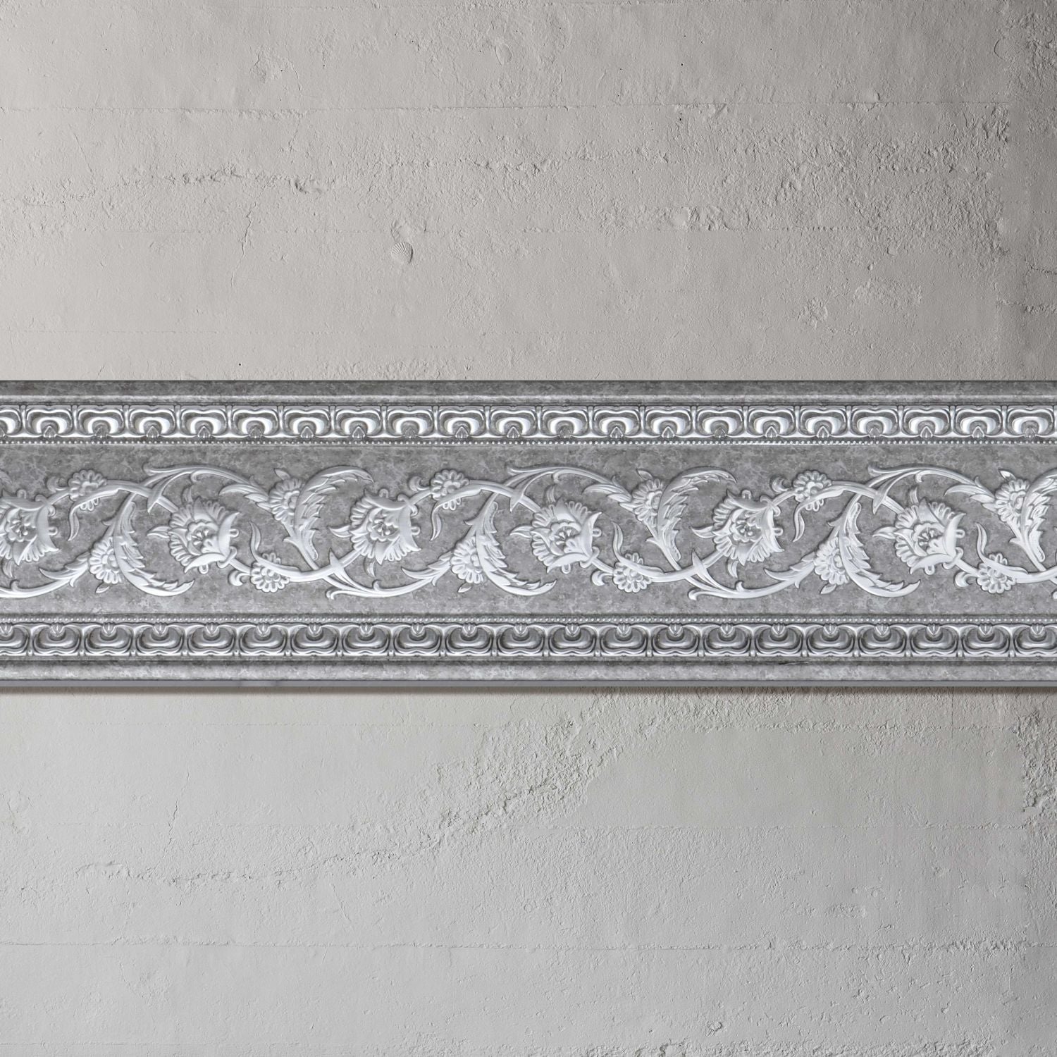 Grey with Silver Chair Rail 94 Inch