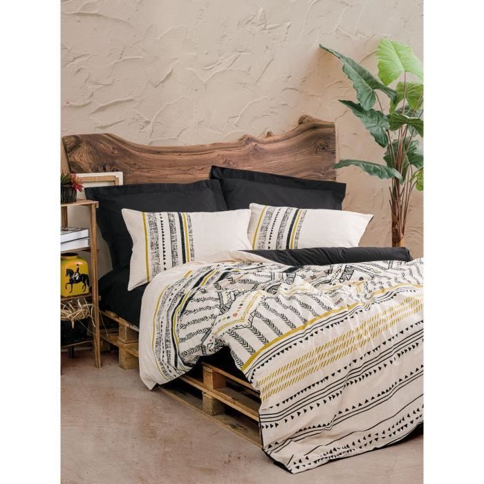 Bedding set - 1 duvet cover 220 x 240 cm + 2 pillowcases 60 x 60 cm - 100% cotton - White