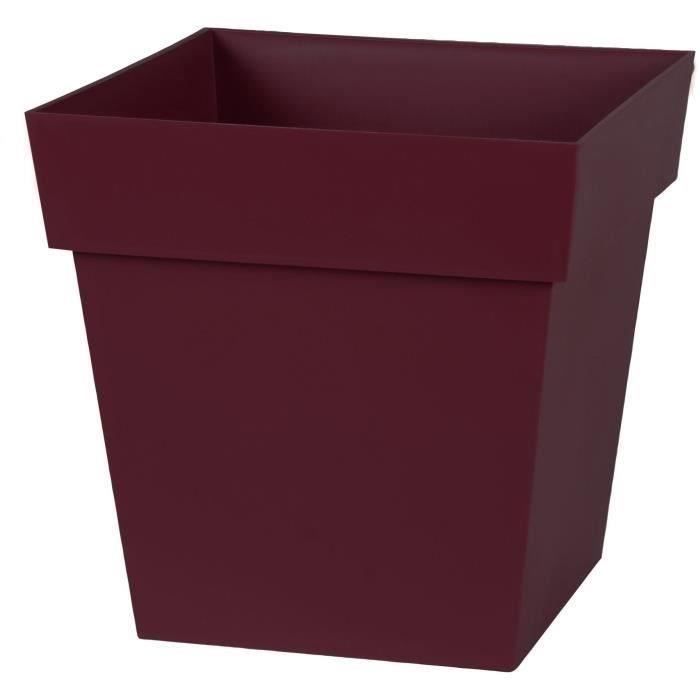 EDA TUSCANY Square Flower Pot 32 cm - Volume 22 L - 32 x 32 x 32 cm - Burgundy red