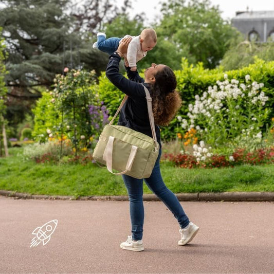 Badabulle Bowling Diaper Bag - Large Capacity 20L - Changing mat and stroller clips included, Olive