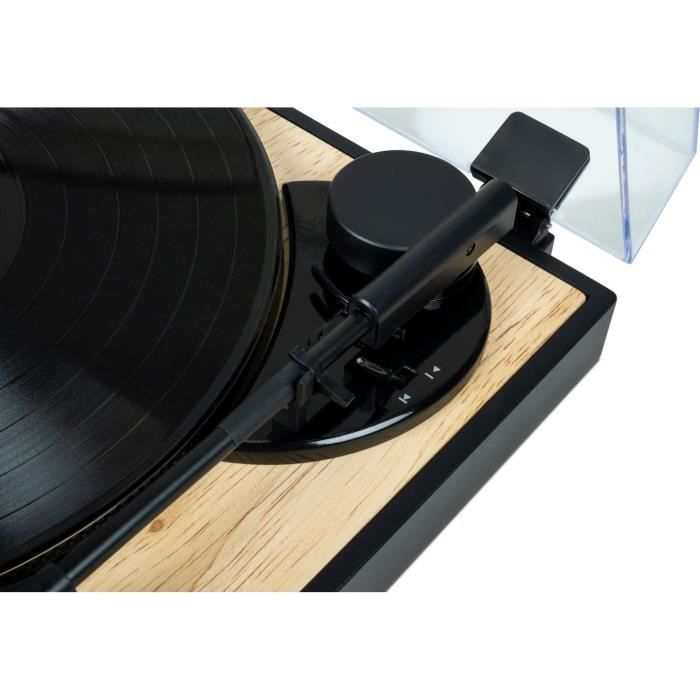 Black and wood-style turntable turntable