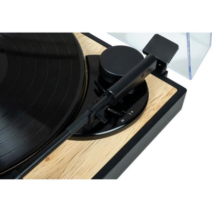 Black and wood-style turntable turntable