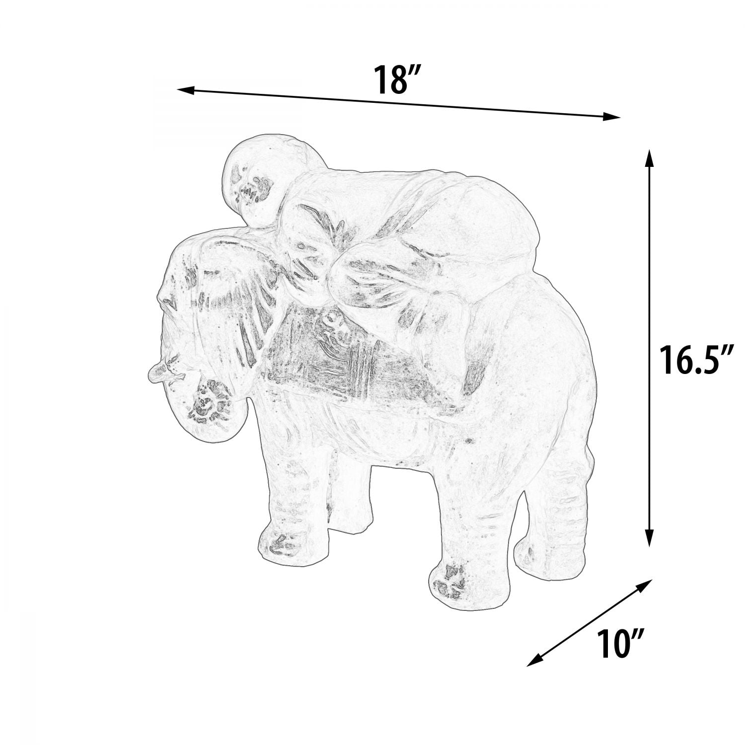 Baby Monk On Elephant Black Earthy Finish