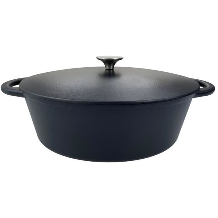 Cast iron casserole dish - BAUMALU - 336408 - Oval 33 cm - Matte black