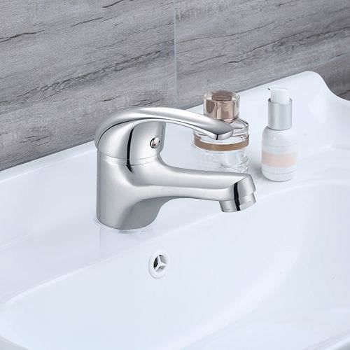 Washbasin mixer - EDOUARD ROUSSEAU - Cardiff - Ceramic cartridge Ø 40 mm - Flow reducing aerator - Fixed spout - Chrome