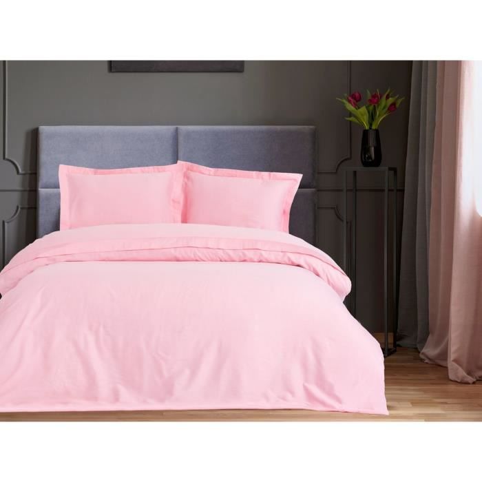 Bedding set - 1 duvet cover 220 x 240 cm + 2 pillowcases 60 x 60 cm - 100% cotton satin - Pink