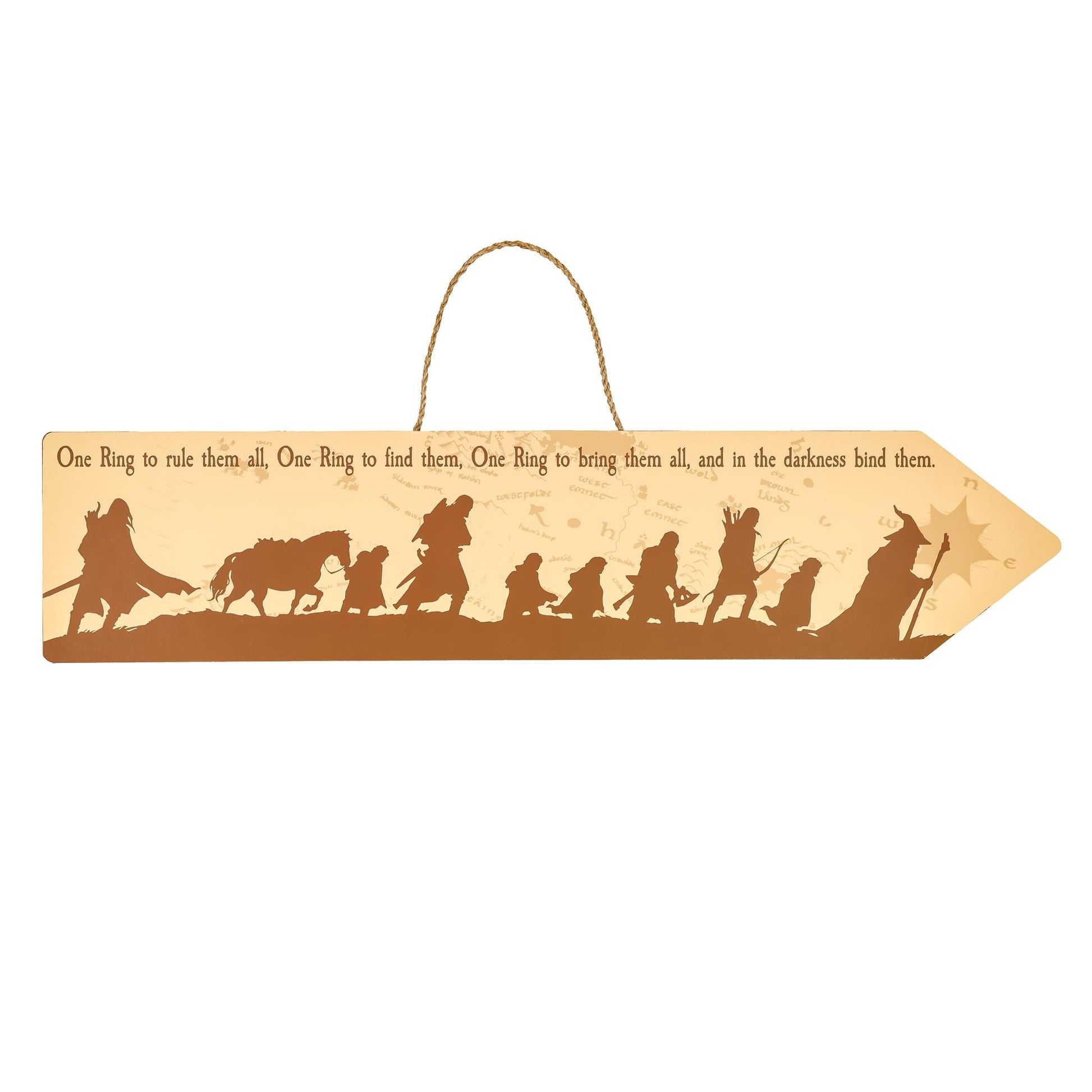 The Lord Of The Rings The Fellowship Framed Wooden Sign | 20 x 5 Inches