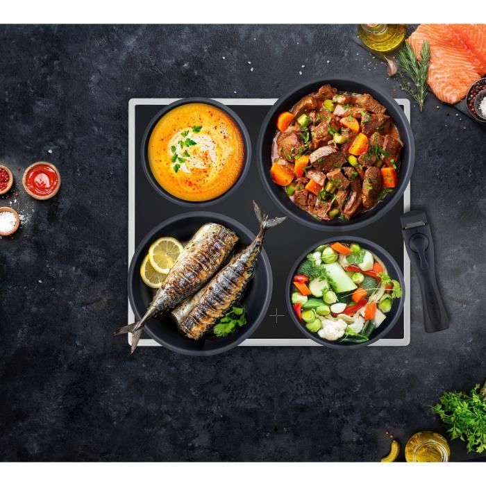 Arthur Martin AM3950 16-piece cookware set - Aluminum - Removable handle - All heat sources including induction