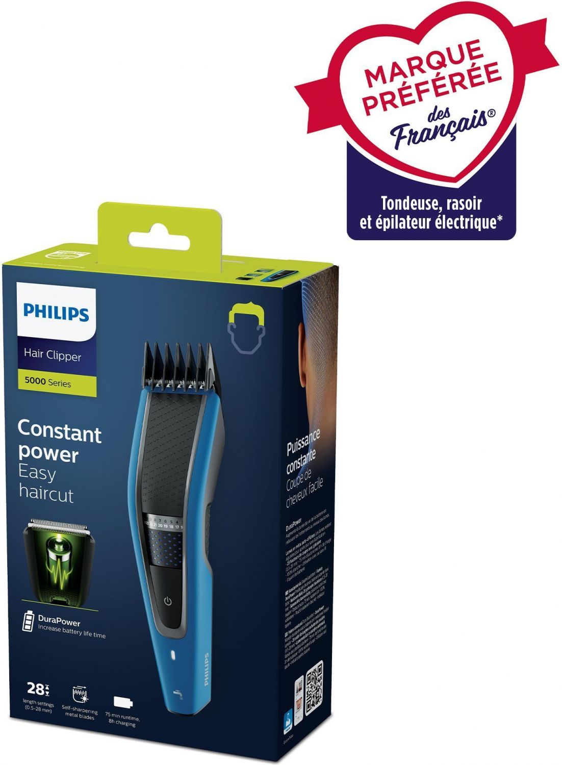PHILIPS Hair & Beard Trimmer Series 5000 HC5612/15, 3 combs (2 hair + 1 beard), DualCut technology