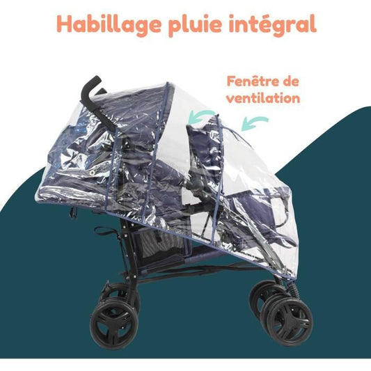 BAMBISOL double cane stroller - 6-36 months for the front seat (max 15 kg) and 0-36 months (max 15 kg) for the rear seat