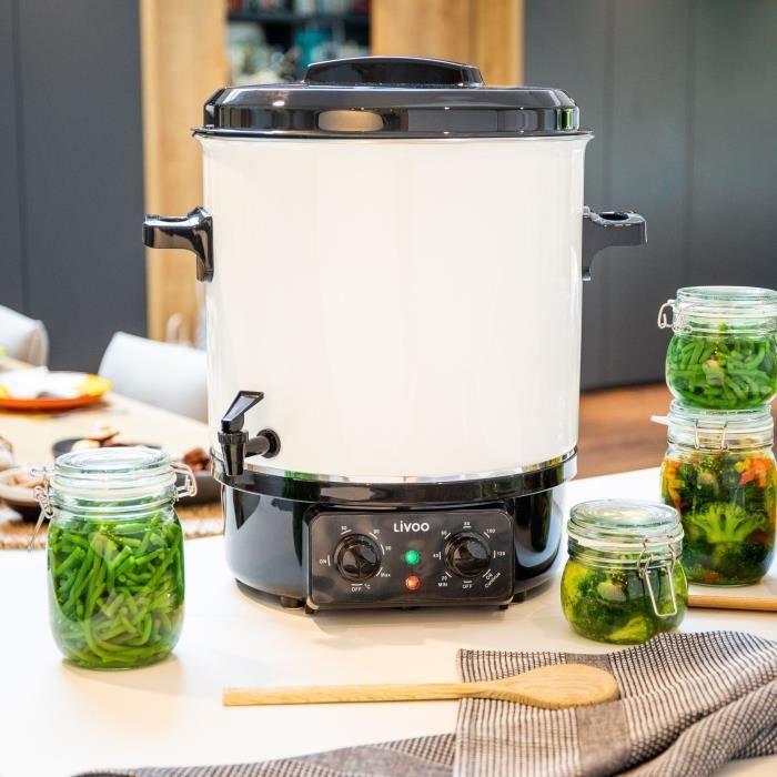 Electric jar sterilizer - LIVOO - DOM334 - 1800W - 27L - Ø35 cm - Adjustable thermostat and timer - Enameled steel tank