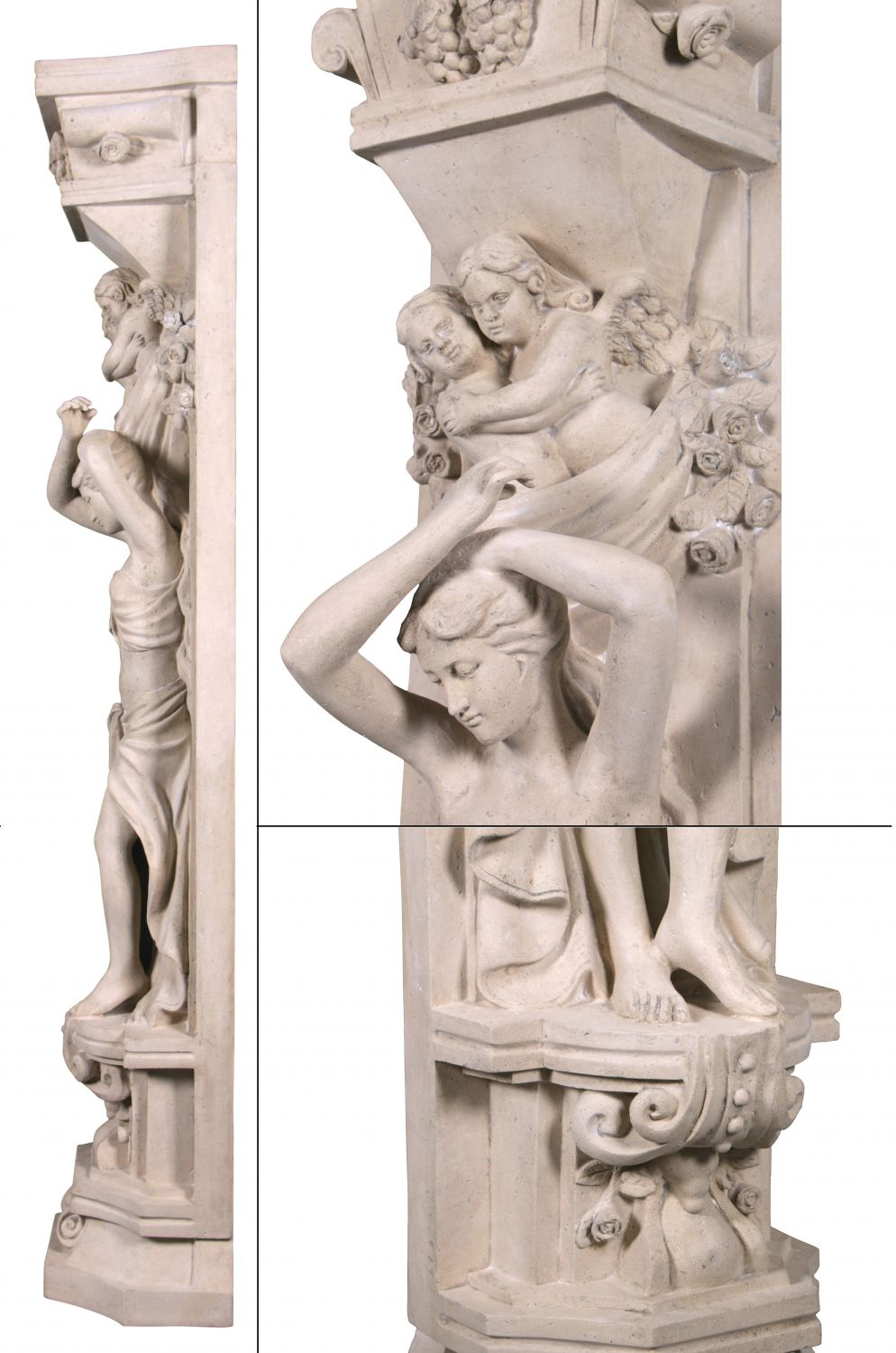 Roman Girl Pilaster Stone Cast
