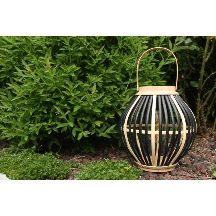 Bamboo solar lamp - Olivie - Black