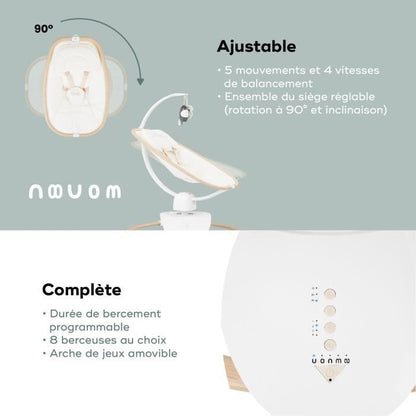 Babymoov Swoon Hoop Baby Swing - Remote Control Included, Ultra Comfort, Sleek Design, 90° Rotating Seat, Play Arch