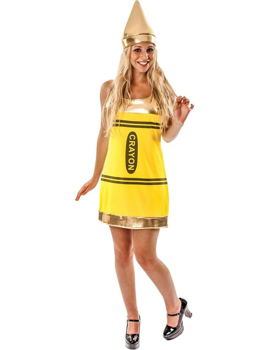Women's Yellow Crayon Fancy Dress Costume XL1