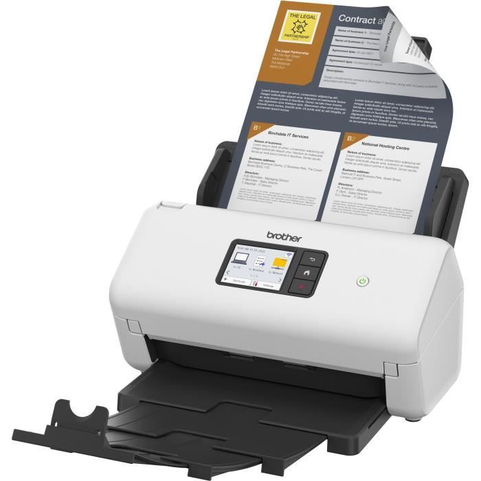 Scanner - BROTHER - ADS-4500 - Office Documents - Duplex - 70 ppm/35 ipm - Ethernet, Wi-Fi, Wi-Fi Direct - ADS4500WRE1