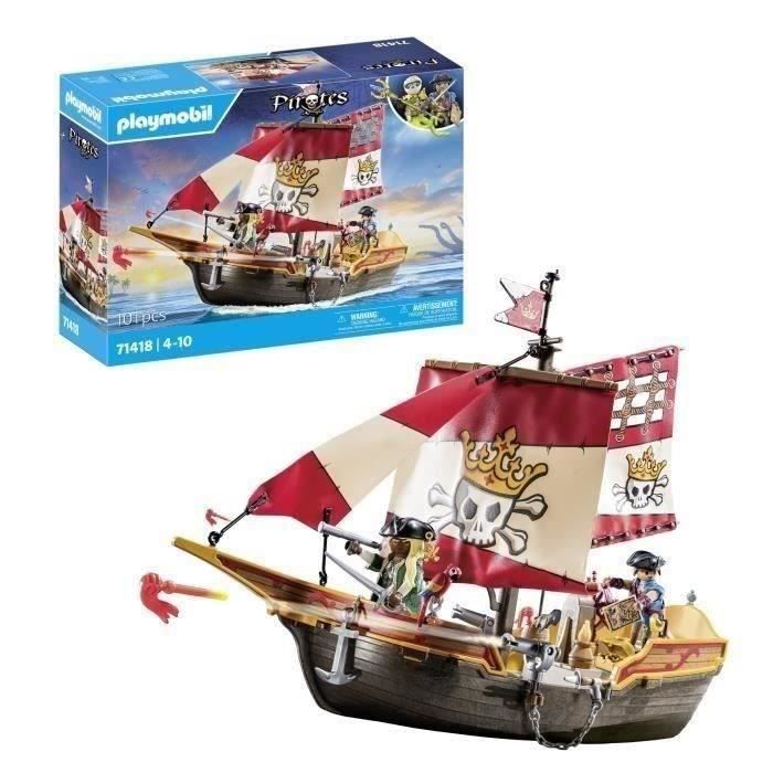 PLAYMOBIL 71318 Pirate Rowboat - Pirates - With two characters, two cannons - Ages 4 and up