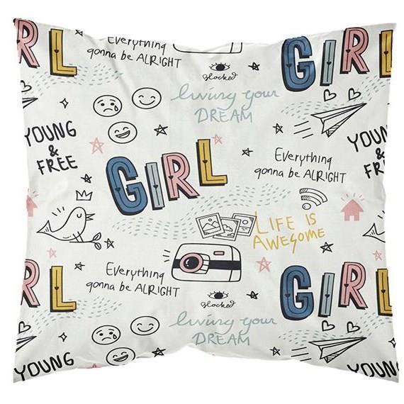 TODAY Kids First 1.11 Children's bed set - 1 person - Duvet cover 140 x 200 and 1 pillowcase 63 x 63 - White print