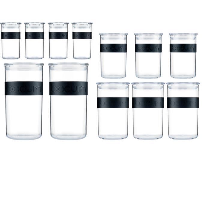 Storage jars - BODUM - PRESSO SET - 12 plastic jars with airtight lid