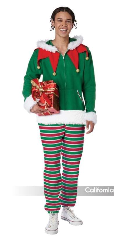 Elf Fleece Jumpsuit Adult Costume | Large