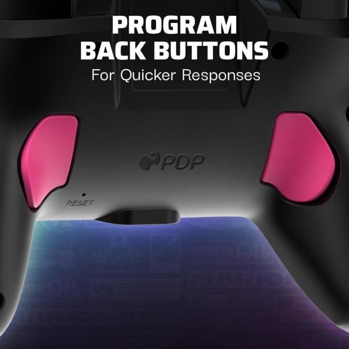 PDP - Glow Wireless Controller for Nintendo Switch and Switch OLED - Grand Prix Peach - Black and Pink