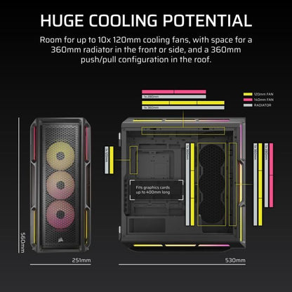 PC Case - CORSAIR - iCUE LINK 5000T LX RGB Series - Mid-Tower - Black