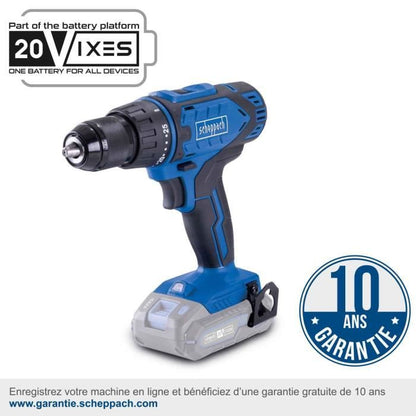 SCHEPPACH drill-screwdriver - 20V IXES - 50 Nm 13mm chuck + 2 batteries + charger + 74 accessories + Case - C-DTB74/2-X