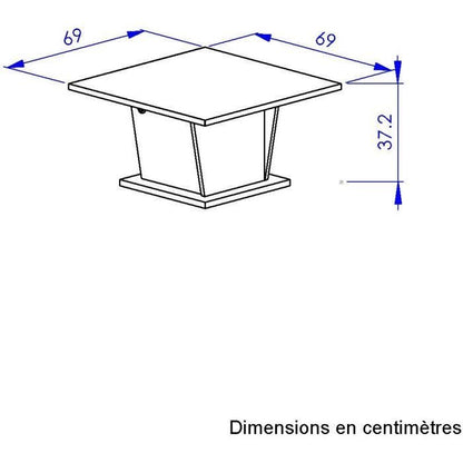 ATOS Bar Coffee Table - Square - Helvezia Oak / White - 69 x 69 x 38 cm