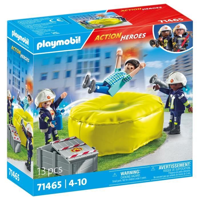 PLAYMOBIL 71465 Firefighters with rescue cushion - Action Heroes - Firefighters - Ages 4 and up