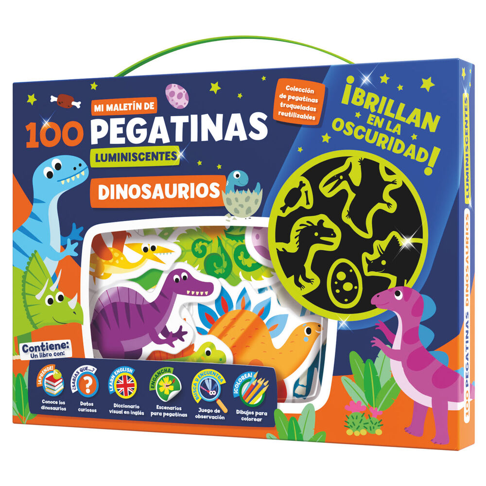 Dinosaurs 100 luminescent stickers briefcase