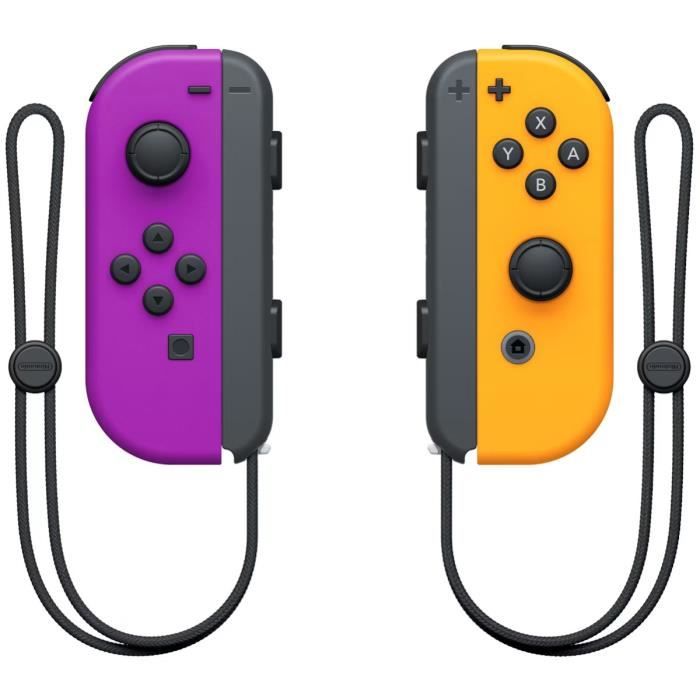 Pair of Joy-Con left neon purple and right neon orange right