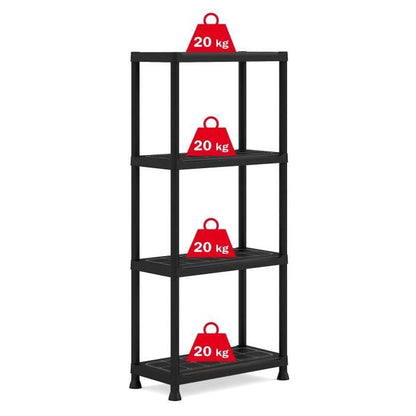 Keter | Etagere plus 60/4, Etageres, Noir, 60 x 30 x 135 cm